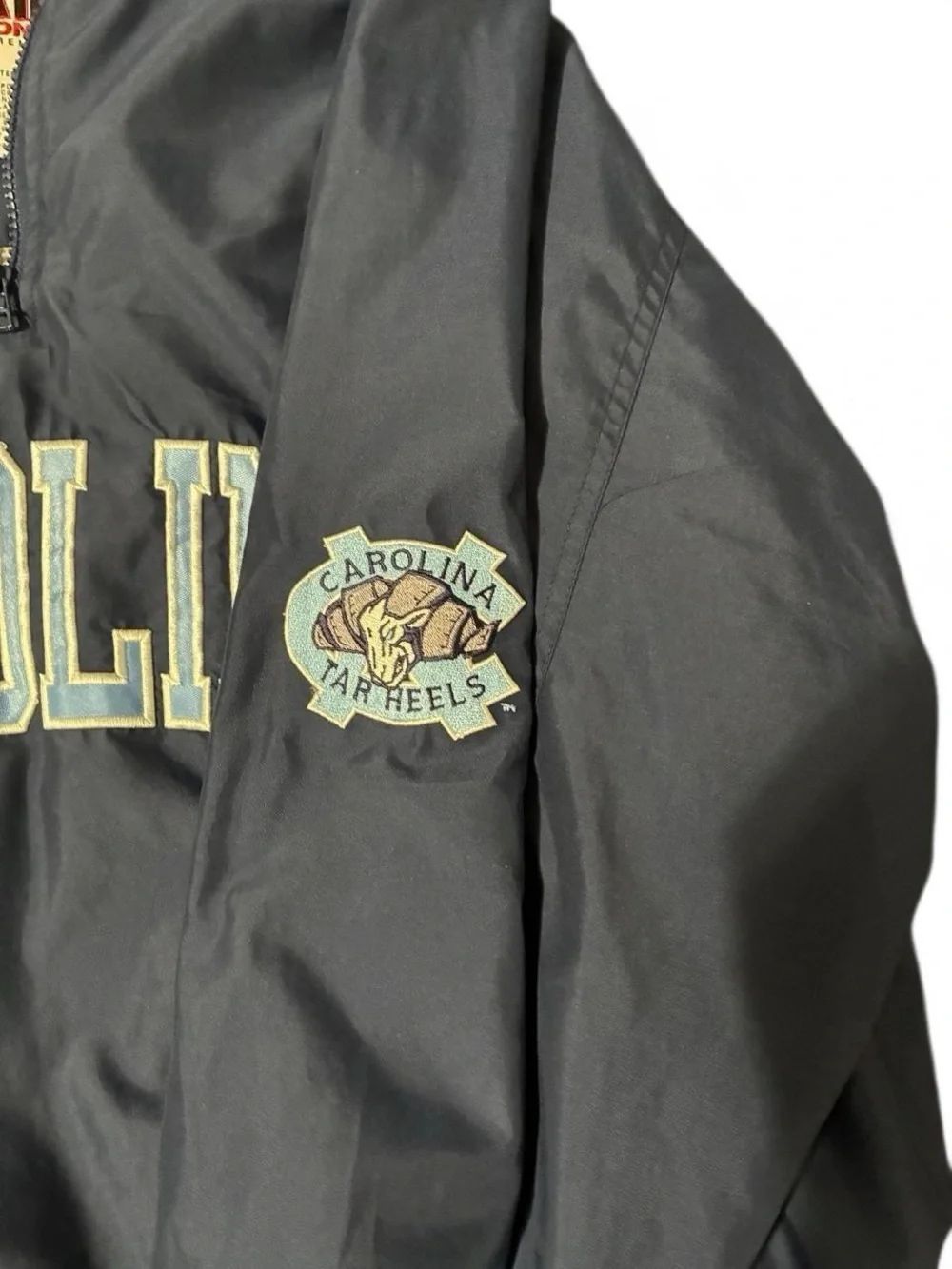 Vintage 90s UNC Tar Heels Team Edition quarter-zip pullover windbreaker jacket